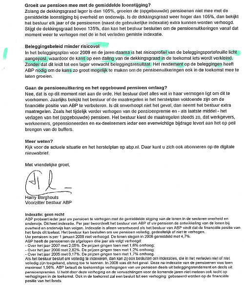 Brief van het pensioenfonds ABP Brief van het pensioenfonds ABP
